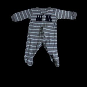 Carter's Gray and blue Striped Footie